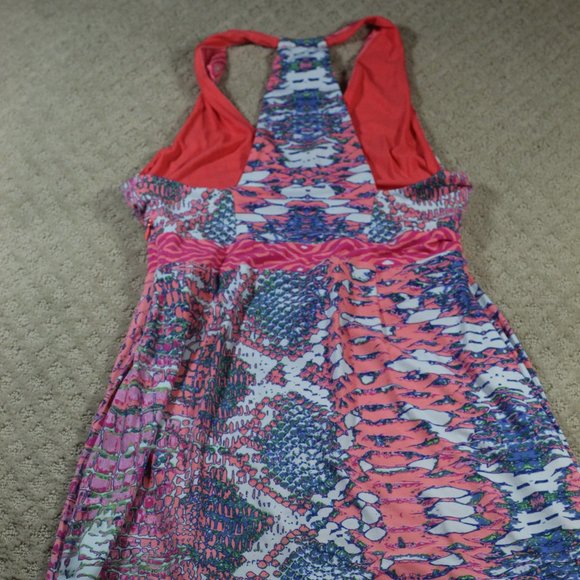 Hale Bob Size XS Blue & Pink Halter Dress - Picture 2 of 7